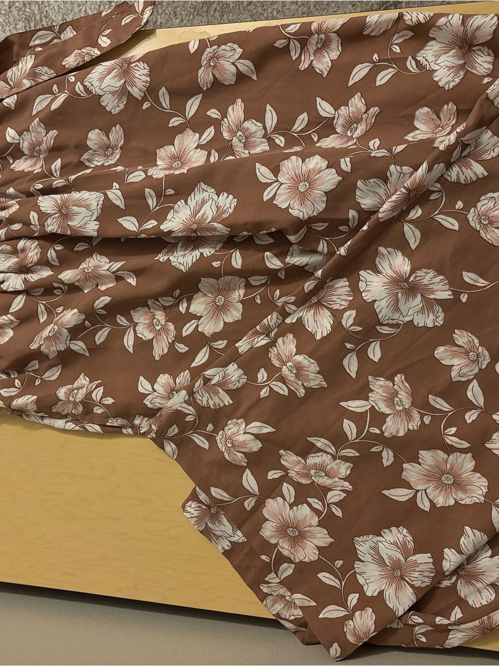 Brown Floral Pants - Cream & Blush Flowers